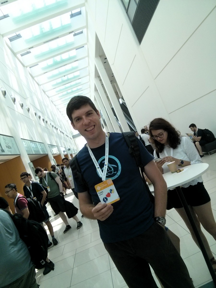 Me holding my EuroPython 2017 badge