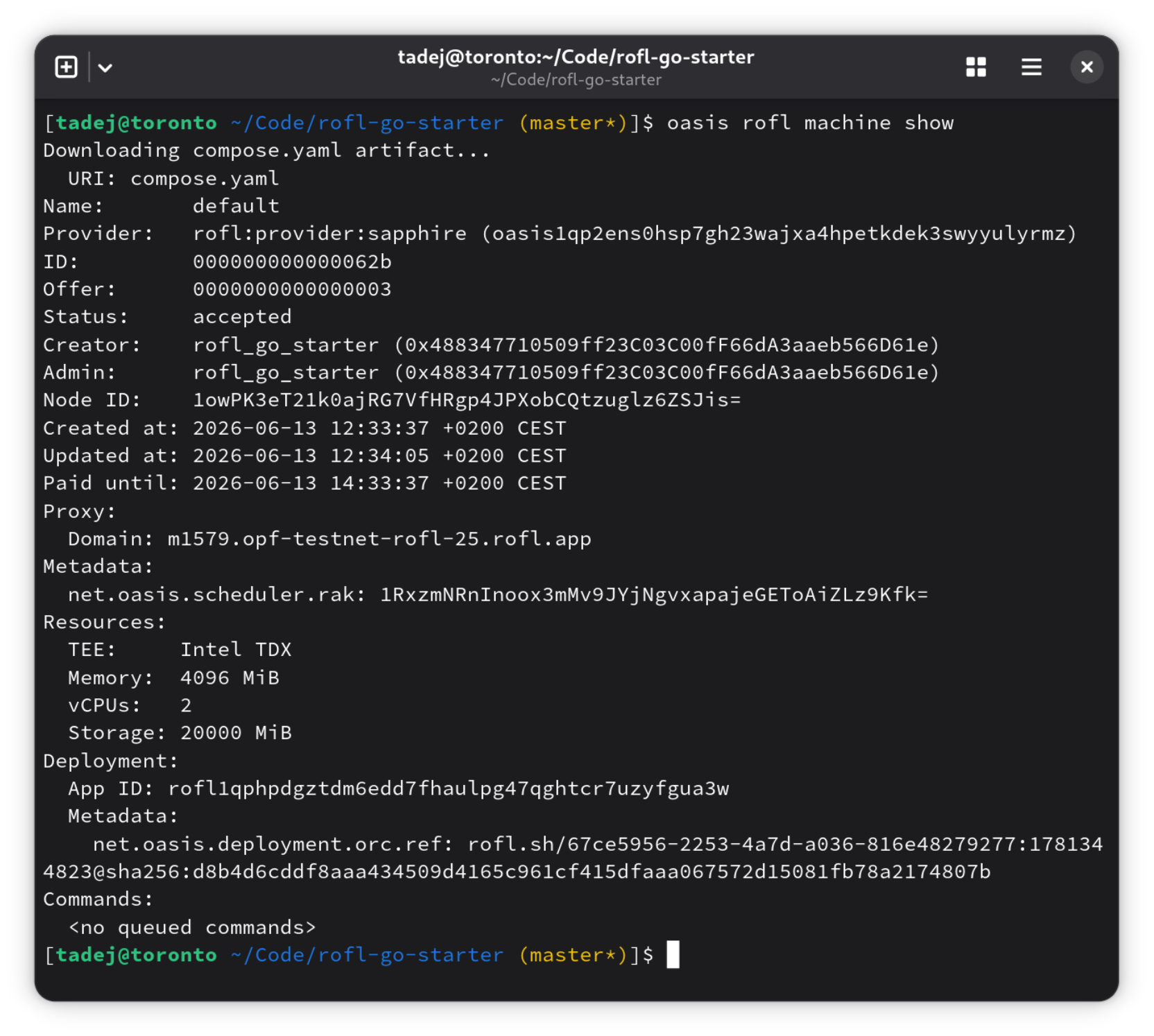 ROFL App running on Intel TDX